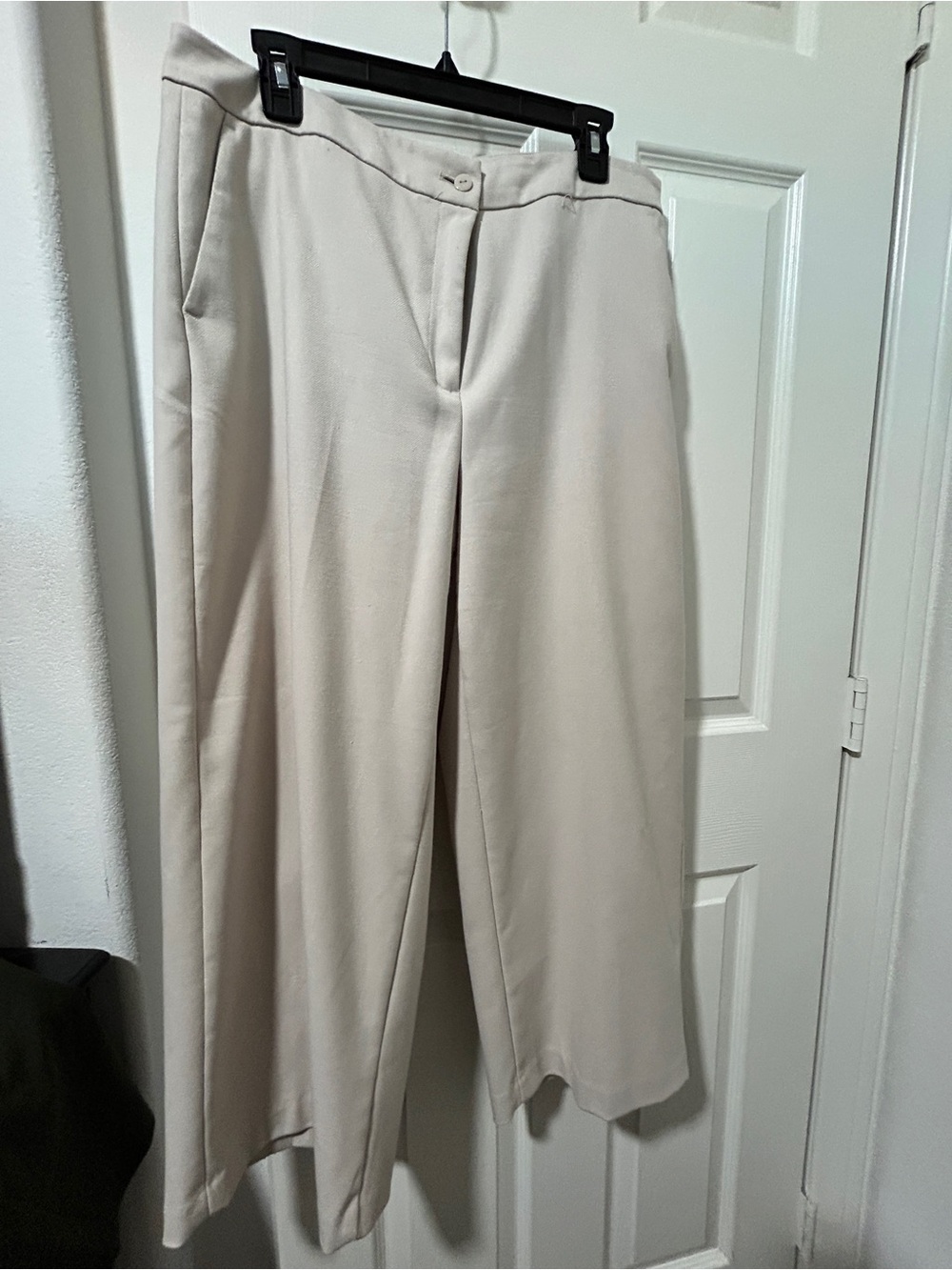 ZARA Sand Beige High-Waisted Culotte Pants Cropped Wide Leg Size XL 2753/433